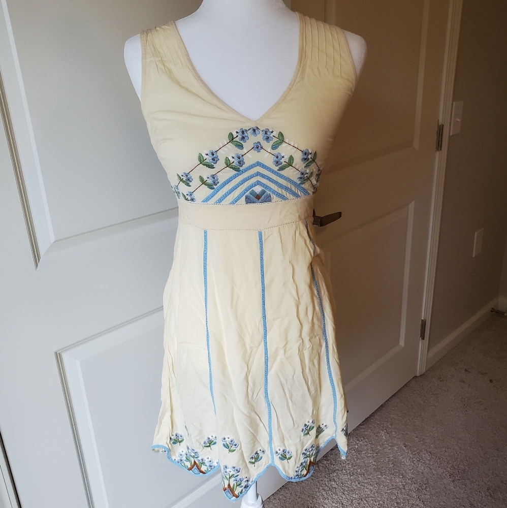 Urban outfitters yellow embroidery summer dress